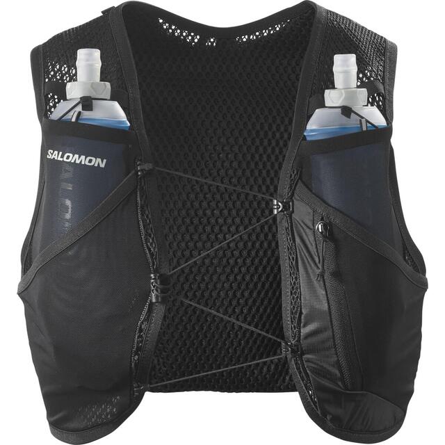 SALOMON ������� �٥��� �Хå��ѥå� ACTIVE SKIN 4 SET LC2178200 BLACK/METAL �ȥ쥤����˥�  �ȥ��󥶥å� ���˥󥰥٥��� ���å����å� �л� �ȥ�å��� ��� ��ǥ�����