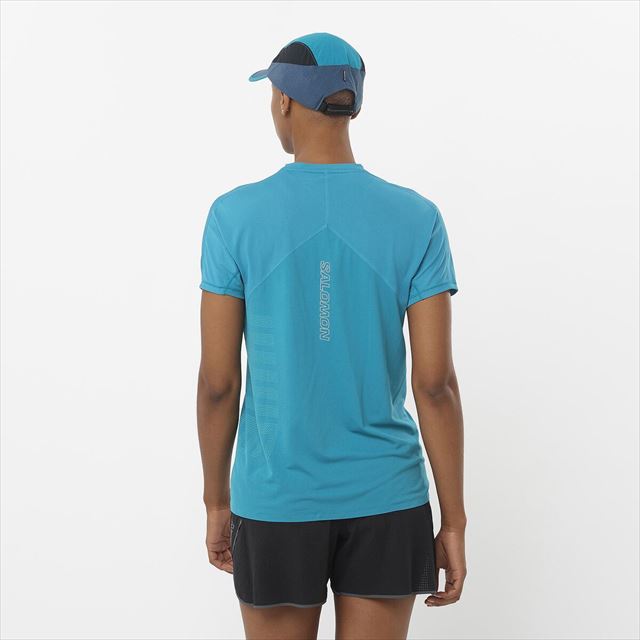 SALOMON ������� ȾµT����� SENSE AERO SS TEE GFX W LC2189900 ��ǥ����� Tahitian Tide/Peacock blue ���󥹥����� S/S �ƥ��� ����ե��å��� �ȥ쥤����˥� ���˥� �ȥ��� �ޥ饽�� ���祮�� Ķ���� �ɽ� �̵��� ��Ŭ