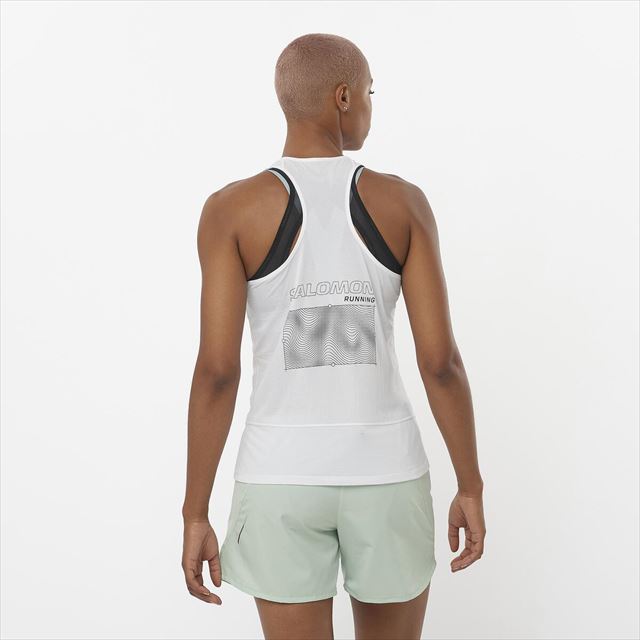 SALOMON  󥯥ȥåT CROSS RUN TANK GFX W LC2201100 ǥ WHITE  󥯥ȥå ȥ쥤˥ ȥ ޥ饽 ˥ 祮 ȥɥ ۴®