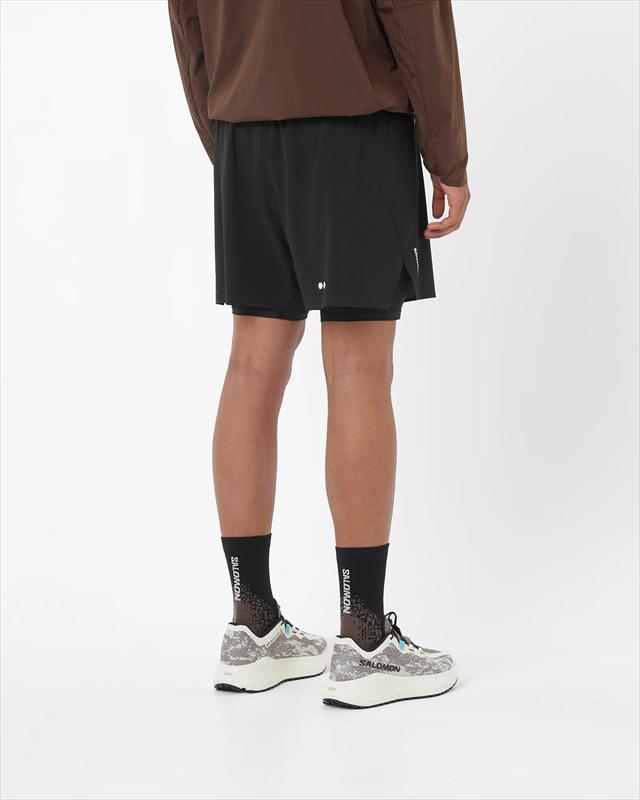 SALOMON ������� SENSE AERO 2in1 Shorts 5" M DEEP BLACK ��� �ϡ��եѥ�� ���� ������ 2����1 ���硼�� 5����� ��� �ȥ쥤����˥� ���˥� �����ȥɥ� �ȥ��� �ޥ饽�� ���祮�� ����ʡ��֥꡼�� ���ȥ�å� ��������
