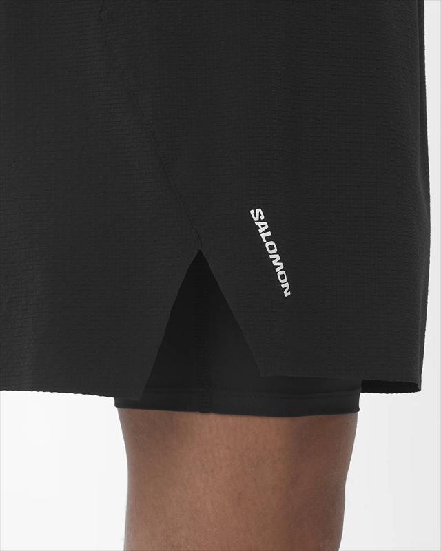SALOMON ������� SENSE AERO 2in1 Shorts 5" M DEEP BLACK ��� �ϡ��եѥ�� ���� ������ 2����1 ���硼�� 5����� ��� �ȥ쥤����˥� ���˥� �����ȥɥ� �ȥ��� �ޥ饽�� ���祮�� ����ʡ��֥꡼�� ���ȥ�å� ��������