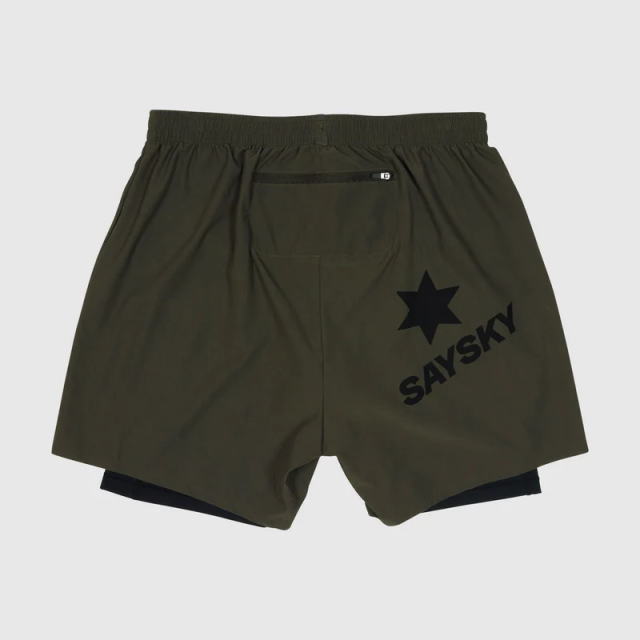 SAYSKY ���������� ���˥󥰥��硼�� XMRSH20c301 2-in-1 Pace Shorts 5inch Green ��� �ڡ������硼�� 5����� ���꡼�� �ϡ��եѥ�� ����ʡ��ϡ��ե����� ���� ���Ф����ɻ� ���ȥ�å� ���� �۴�®�� �ޥ饽�� ���祮�� �ȥ쥤����˥� �ȥ���