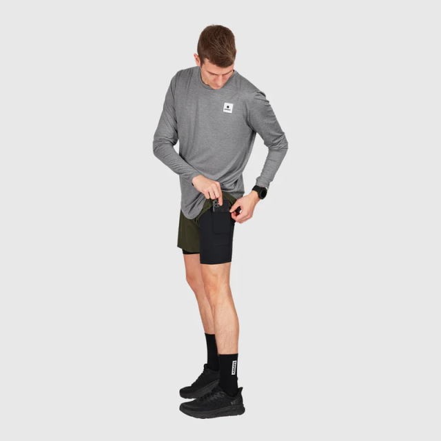 SAYSKY ���������� ���˥󥰥��硼�� XMRSH20c301 2-in-1 Pace Shorts 5inch Green ��� �ڡ������硼�� 5����� ���꡼�� �ϡ��եѥ�� ����ʡ��ϡ��ե����� ���� ���Ф����ɻ� ���ȥ�å� ���� �۴�®�� �ޥ饽�� ���祮�� �ȥ쥤����˥� �ȥ���