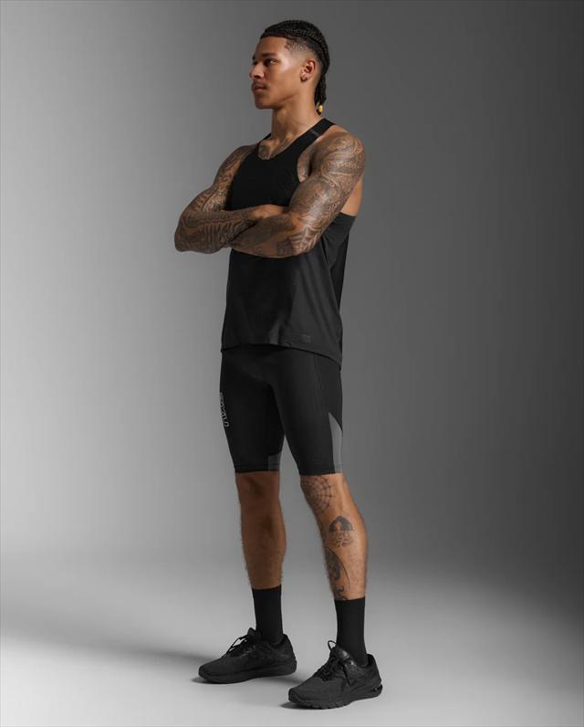 2XU �ġ������ॺ�桼 ���󥯥ȥå� ���˥󥰥���� 2XU Light Speed React Singlet MR7375A ��� BLK/BRF �饤�ȥ��ԡ��� �ꥢ���� ���󥰥�å� �Ρ����꡼�� ���˥� �ޥ饽�� �ȥ쥤����˥� �ȥ��� �졼�� Ķ���� �۴�®�� �̵���