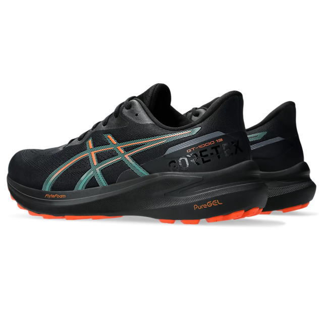asics �����å��� GT-1000 13 GTX 1011B857-002 Black/Nova Orange ��� �����ƥå��� GORE-TEX �ɿ�Ʃ�� �����������ץ롼�� ���� ���˥󥰥��塼�� �����С��ץ��͡������ ���ˡ����� ���������� ���� �ڤ� �������� ���å���� PureGEL FLYTEFOAM