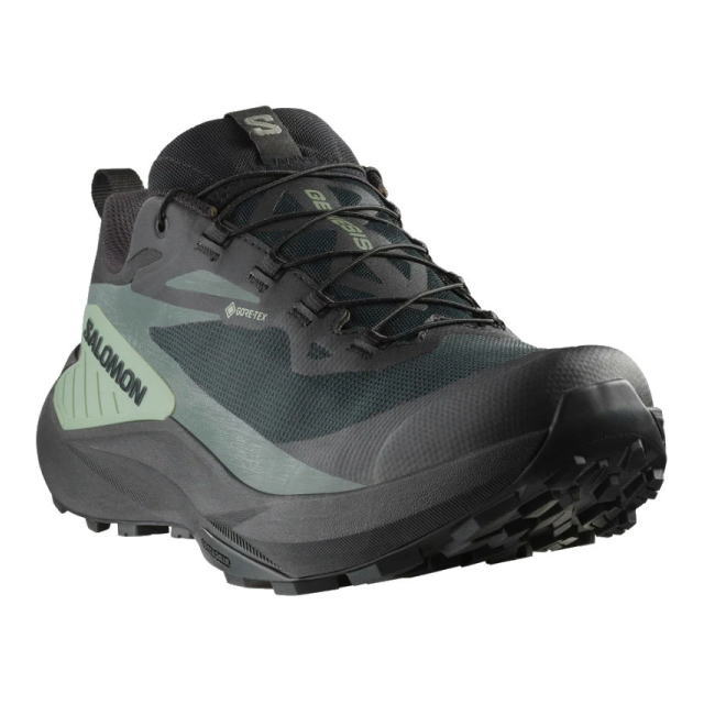 SALOMON ������� �ȥ쥤����˥󥰥��塼�� ��� GENESIS GTX L47518700 BLACK/GREEN �����ͥ��� �����ƥå��� GORE-TEX �ɿ�Ʃ�� �ȥ��󥷥塼�� �ȥ쥤�륷�塼�� �����ȥɥ� ���ˡ����� �ϥ����� ���л� ���Ф� �ȥ�å��� ���å���� �������å� 