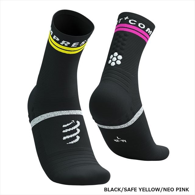 Compressport ����ץ쥹�ݡ��� �ץ��ޥ饽�󥽥å��� Pro Marathon Socks V2.0 ��˥��å��� SMCU378 BLACK/S_YELLOW/N_PINK ��� ��ǥ����� �ޥ饽�� ���˥� ���祮�� ���� �ޥ��ɻ� �̵��� �����ɻ� ���ߤ� �׷�ۼ� ����ץ�å���� �尵  