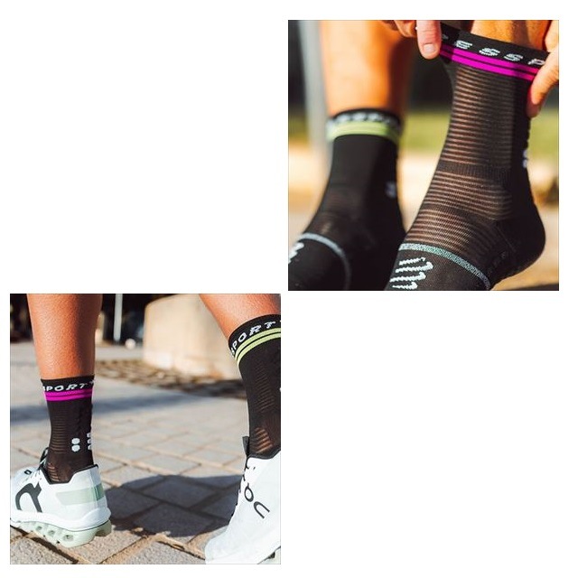 Compressport ����ץ쥹�ݡ��� �ץ��ޥ饽�󥽥å��� Pro Marathon Socks V2.0 ��˥��å��� SMCU378 BLACK/S_YELLOW/N_PINK ��� ��ǥ����� �ޥ饽�� ���˥� ���祮�� ���� �ޥ��ɻ� �̵��� �����ɻ� ���ߤ� �׷�ۼ� ����ץ�å���� �尵  