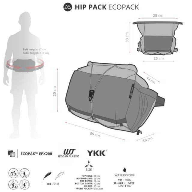 LITEWAY �饤�ȥ����� �������ȥݡ��� HIP PACK �ҥåץѥå� Ocean Blue 10L �������ȥХå� �ҥåץХå� �л� �ȥ�å��� �����ȥɥ� �ե��� �ȥ�٥� ι�� �ϥ����� �Х����ѥå��� �����ȥХ� ���� ���� ECOPAK EXP EXP200 ��� ��ǥ����� ��˥��å���