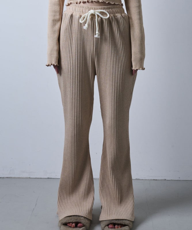 モイストフレアーパンツ【ワイドリブ】