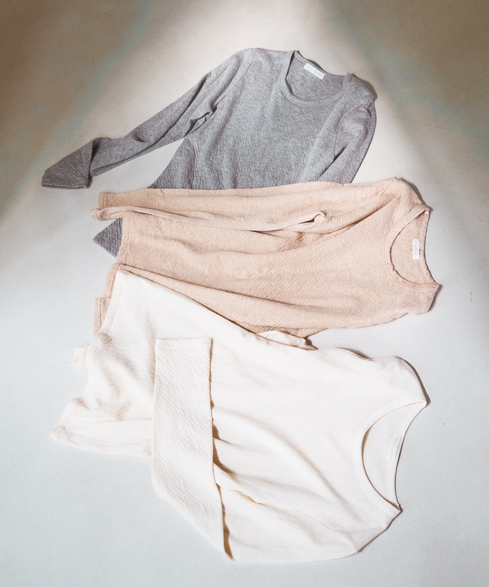 モイスト長袖Tシャツ【カシミヤ混接結】