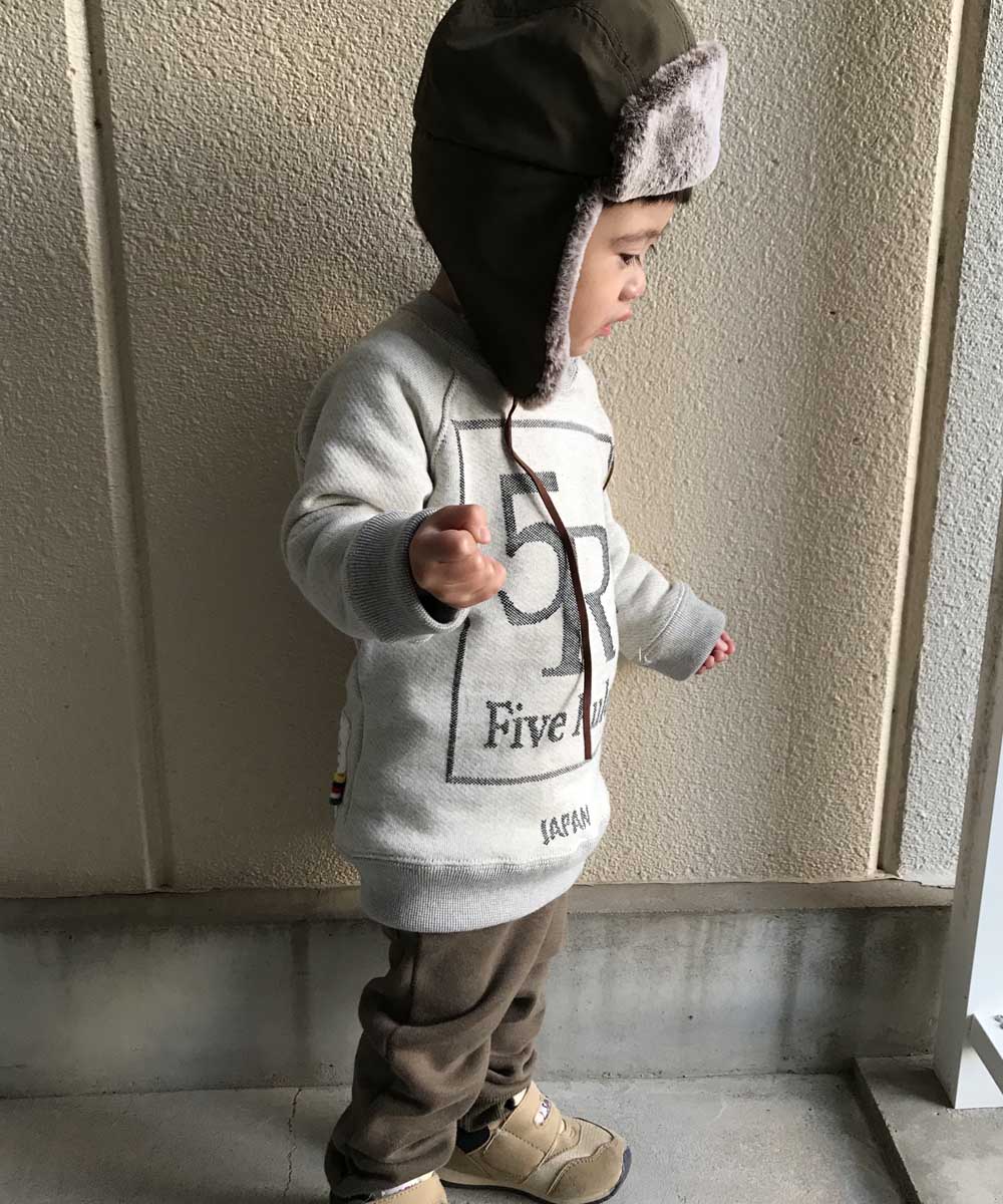 キッズ5Rロゴ・ラグラントレーナー【ジャガード裏毛】【コットン100%】