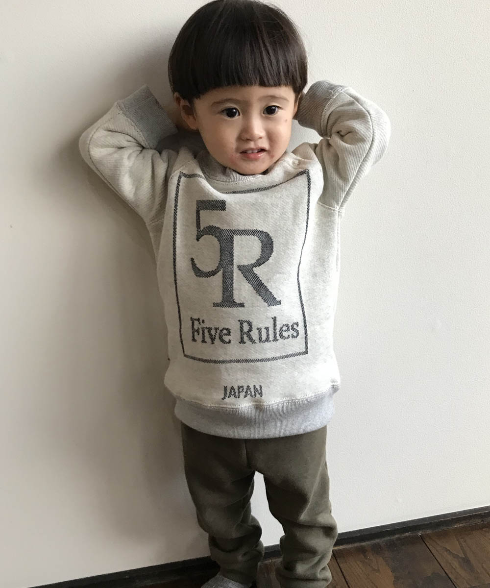 キッズ5Rロゴ・ラグラントレーナー【ジャガード裏毛】【コットン100%】