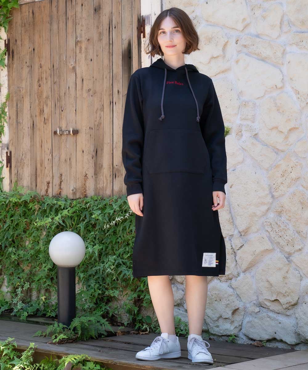 フード付きワンピース【ソフトダンボールニット生地】【コットン100%】