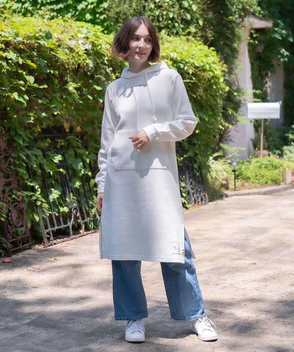 フード付きワンピース【ソフトダンボールニット生地】【コットン100%】