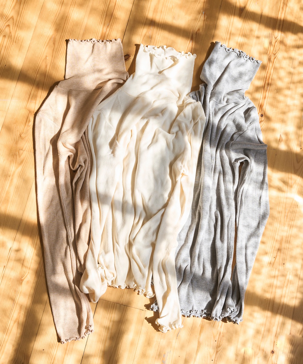 モイストタートルネック長袖Tシャツ【テレコ】