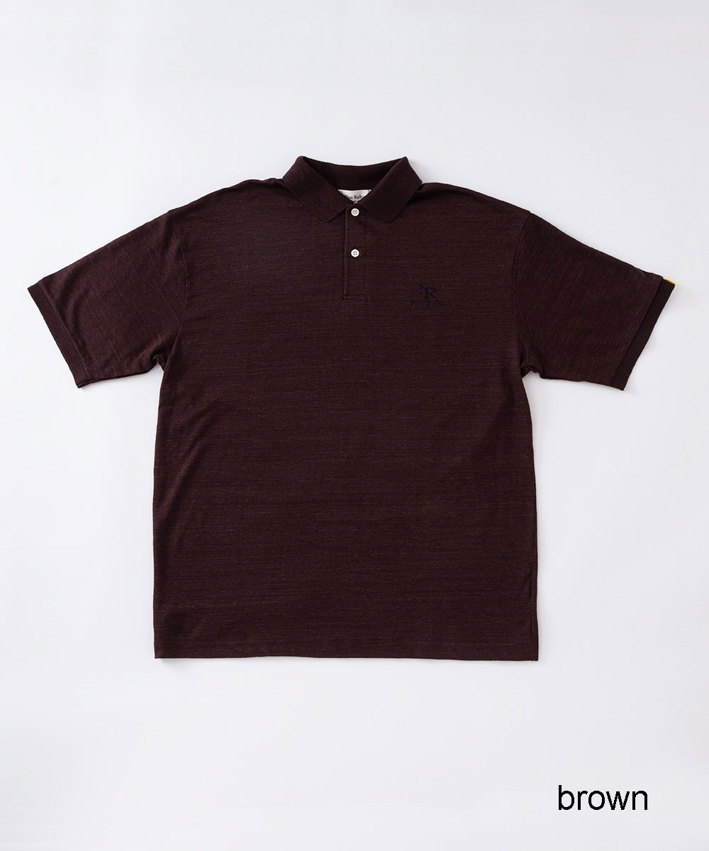 ポロ衿天竺半袖シャツ【リネン100％】