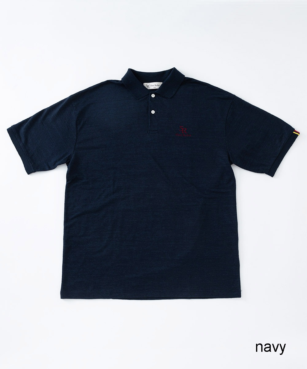 ポロ衿天竺半袖シャツ【リネン100％】