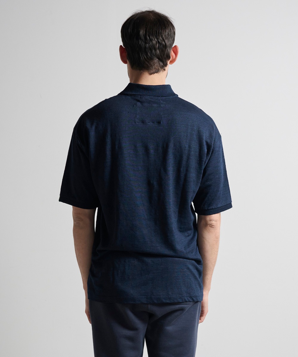 ポロ衿天竺半袖シャツ【リネン100％】