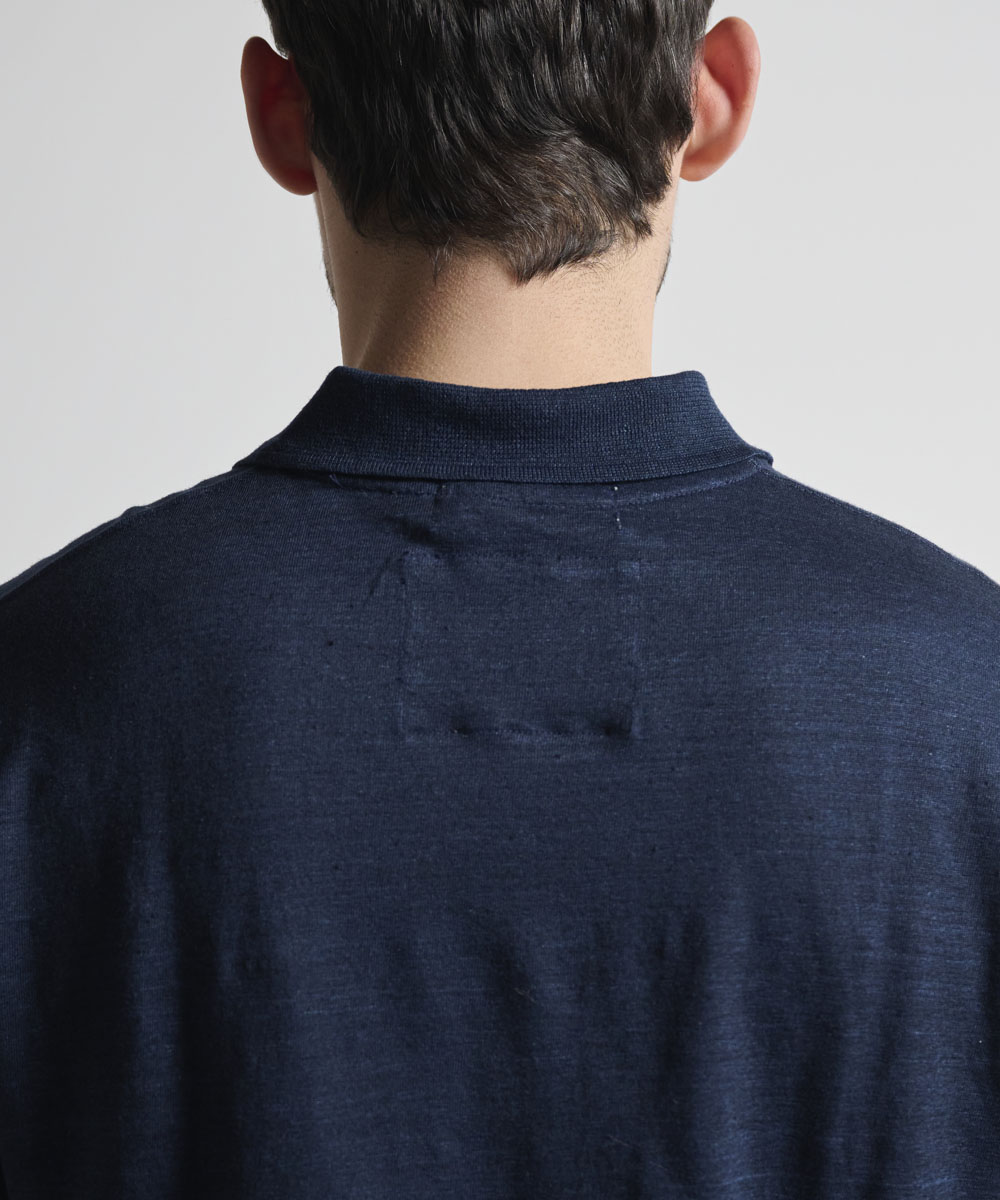 ポロ衿天竺半袖シャツ【リネン100％】