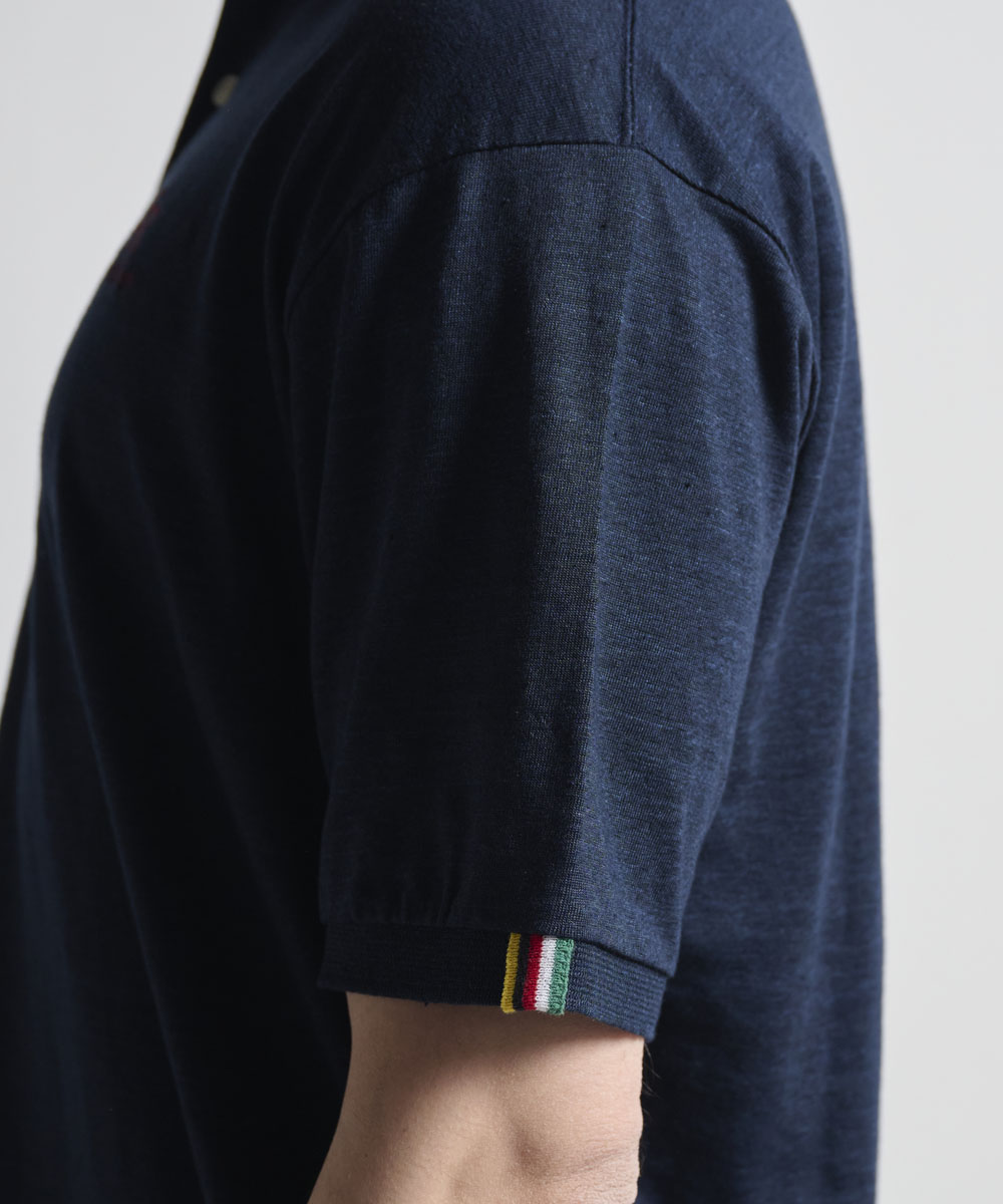 ポロ衿天竺半袖シャツ【リネン100％】