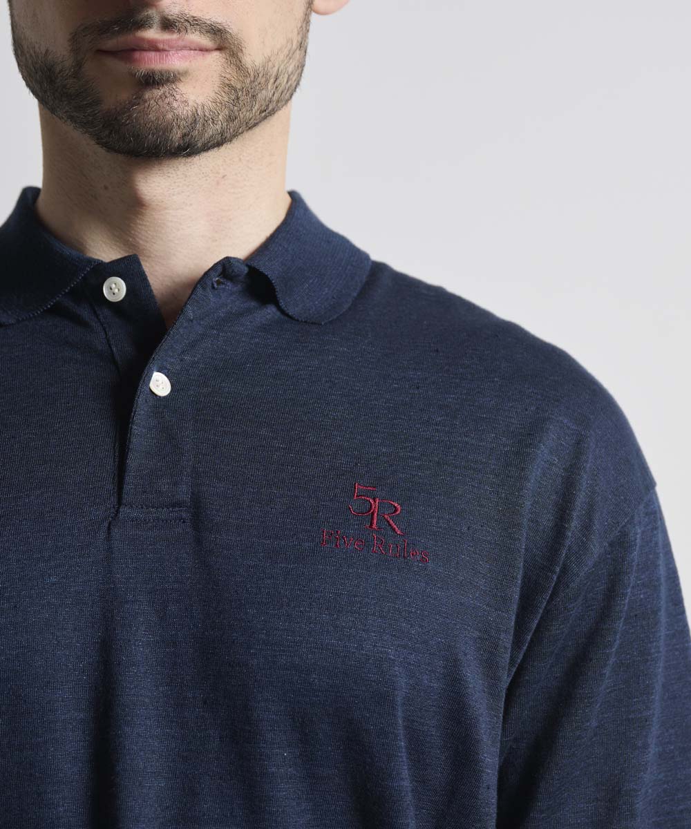 ポロ衿天竺半袖シャツ【リネン100％】