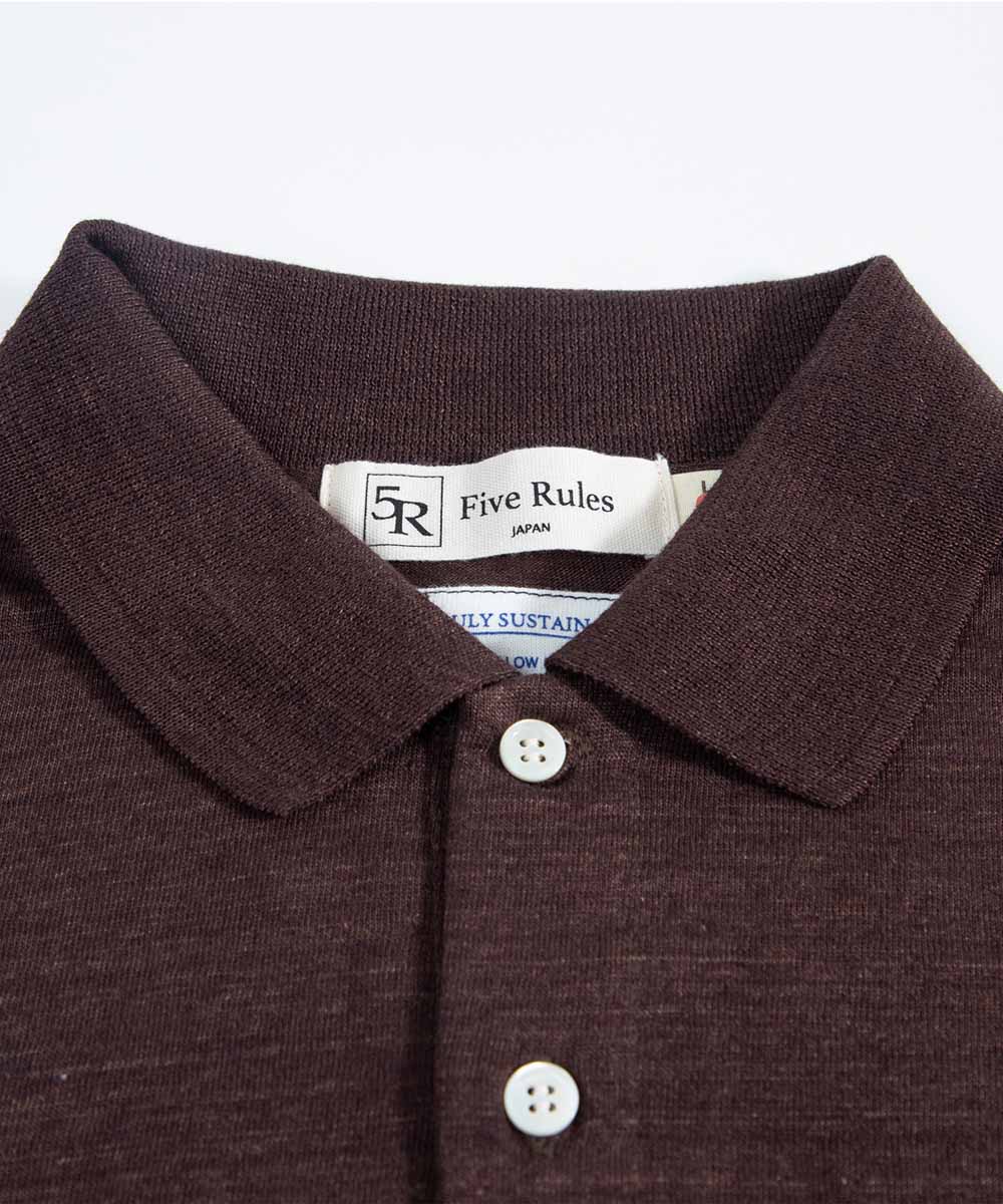 ポロ衿天竺半袖シャツ【リネン100％】