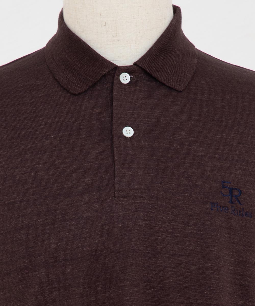 ポロ衿天竺半袖シャツ【リネン100％】