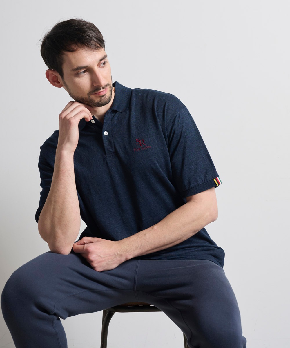 ポロ衿天竺半袖シャツ【リネン100％】