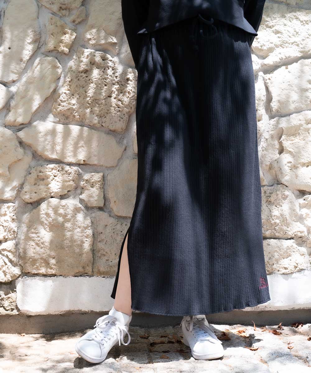 マキシ丈スカート【ワイドテレコ】【コットン100%】