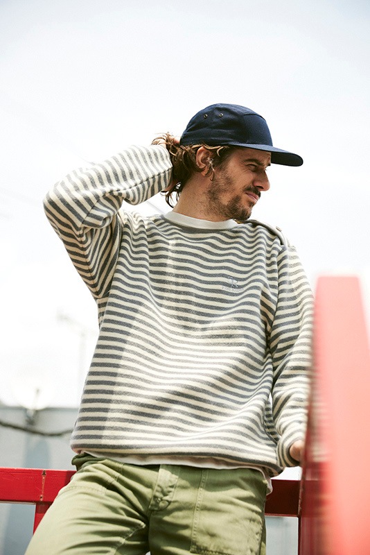 ボーダーウールトレーナー【畦編み】【ウール100%】