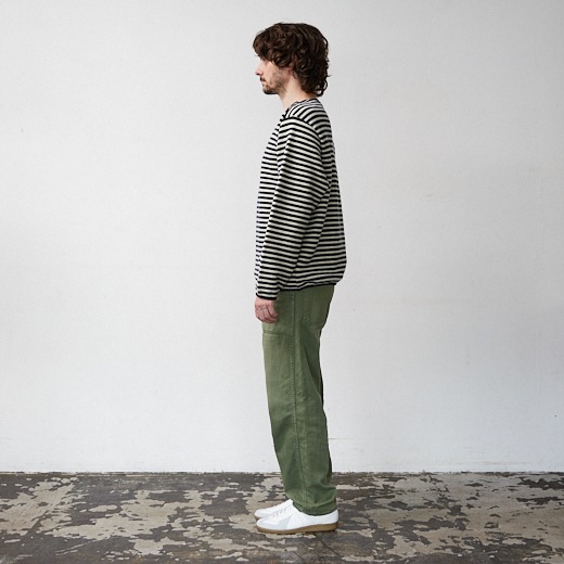 ボーダーウールトレーナー【畦編み】【ウール100%】