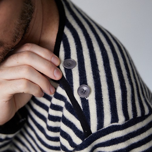 ボーダーウールトレーナー【畦編み】【ウール100%】