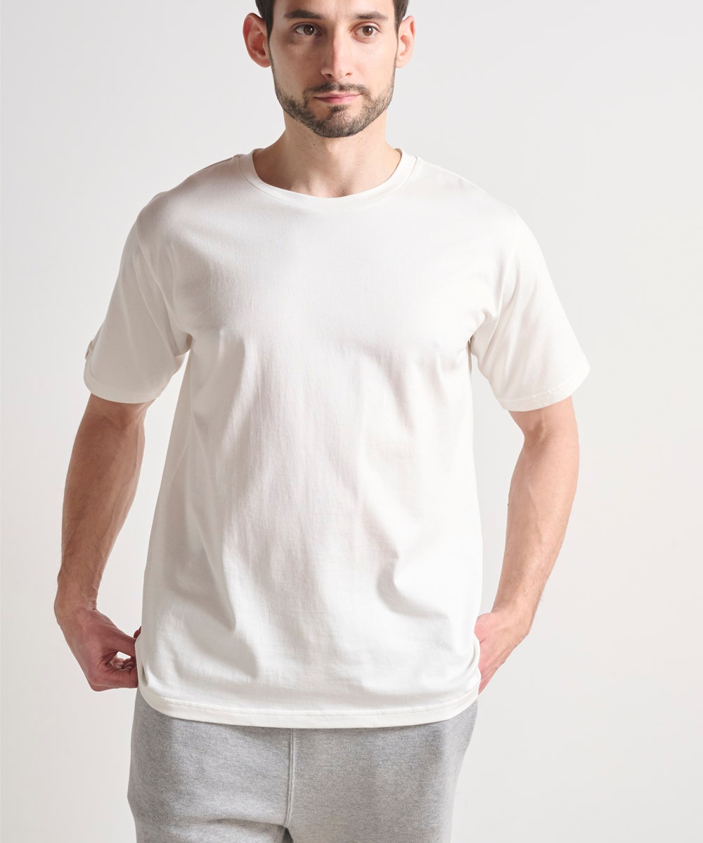きれいめスプリットラグラン半袖Tシャツ【コットン100%】