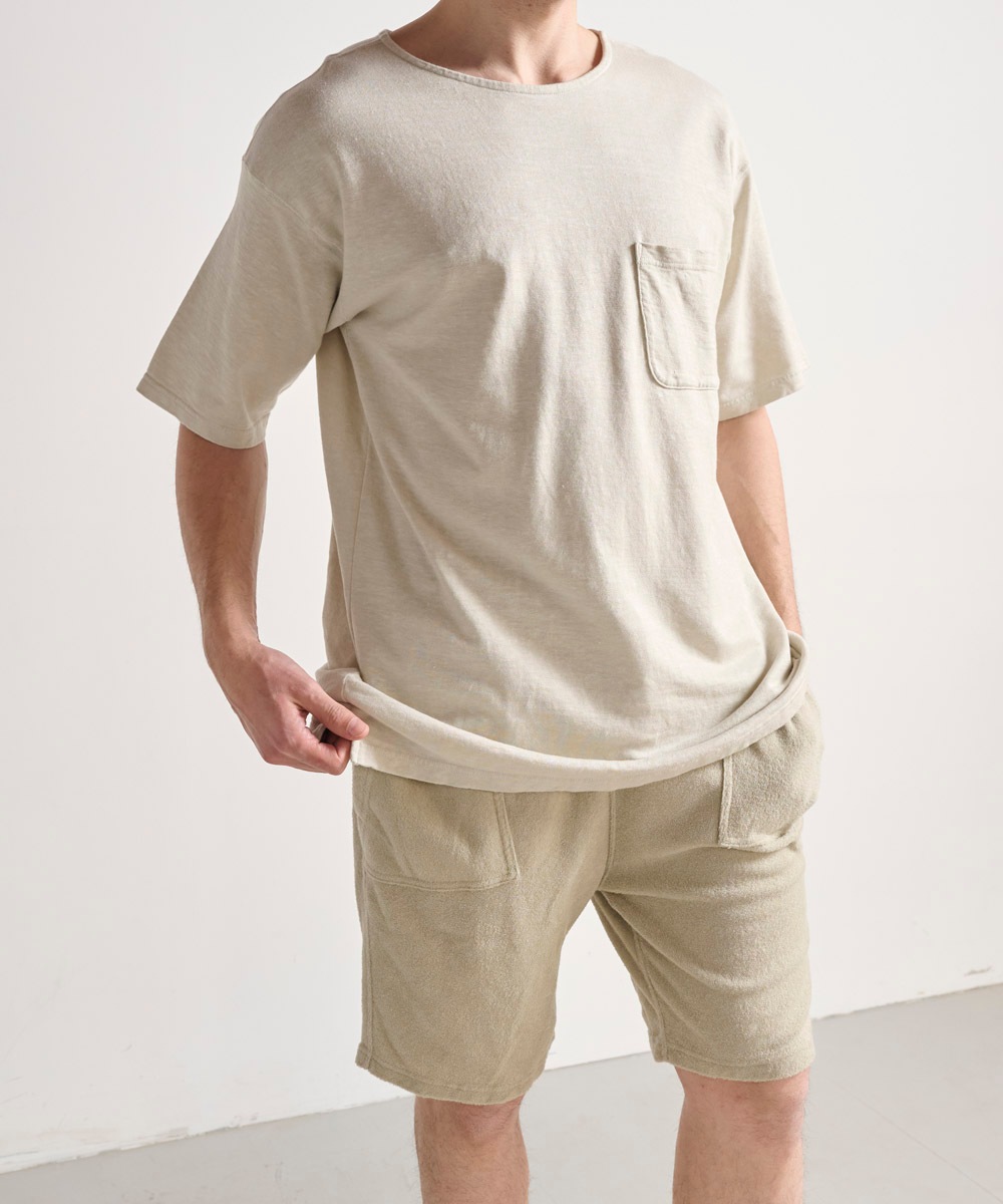 両面パイルハーフパンツ【コットン76%リネン24%】