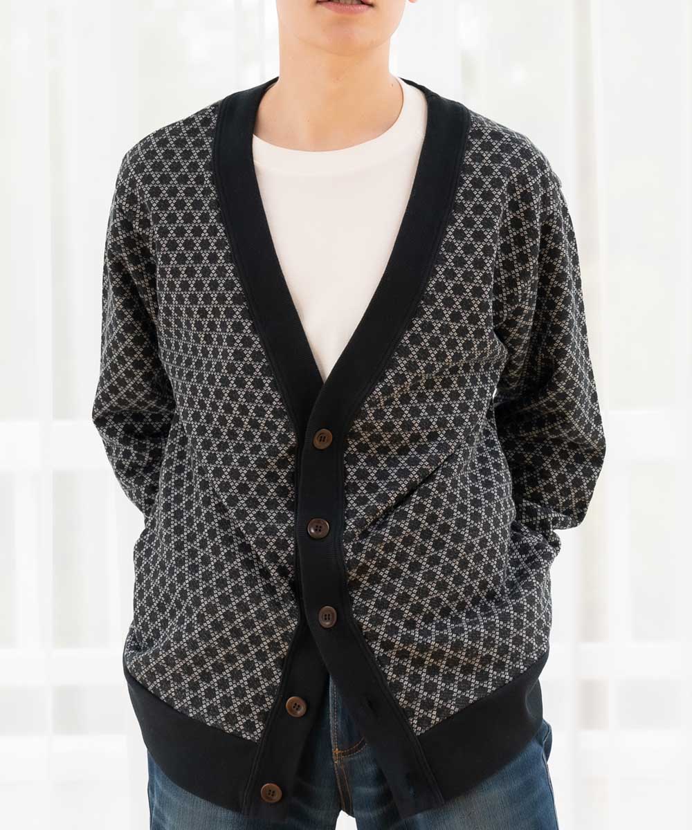 Negoro-Komonスウェットカーディガン【ジャガード裏毛】【コットン100%】