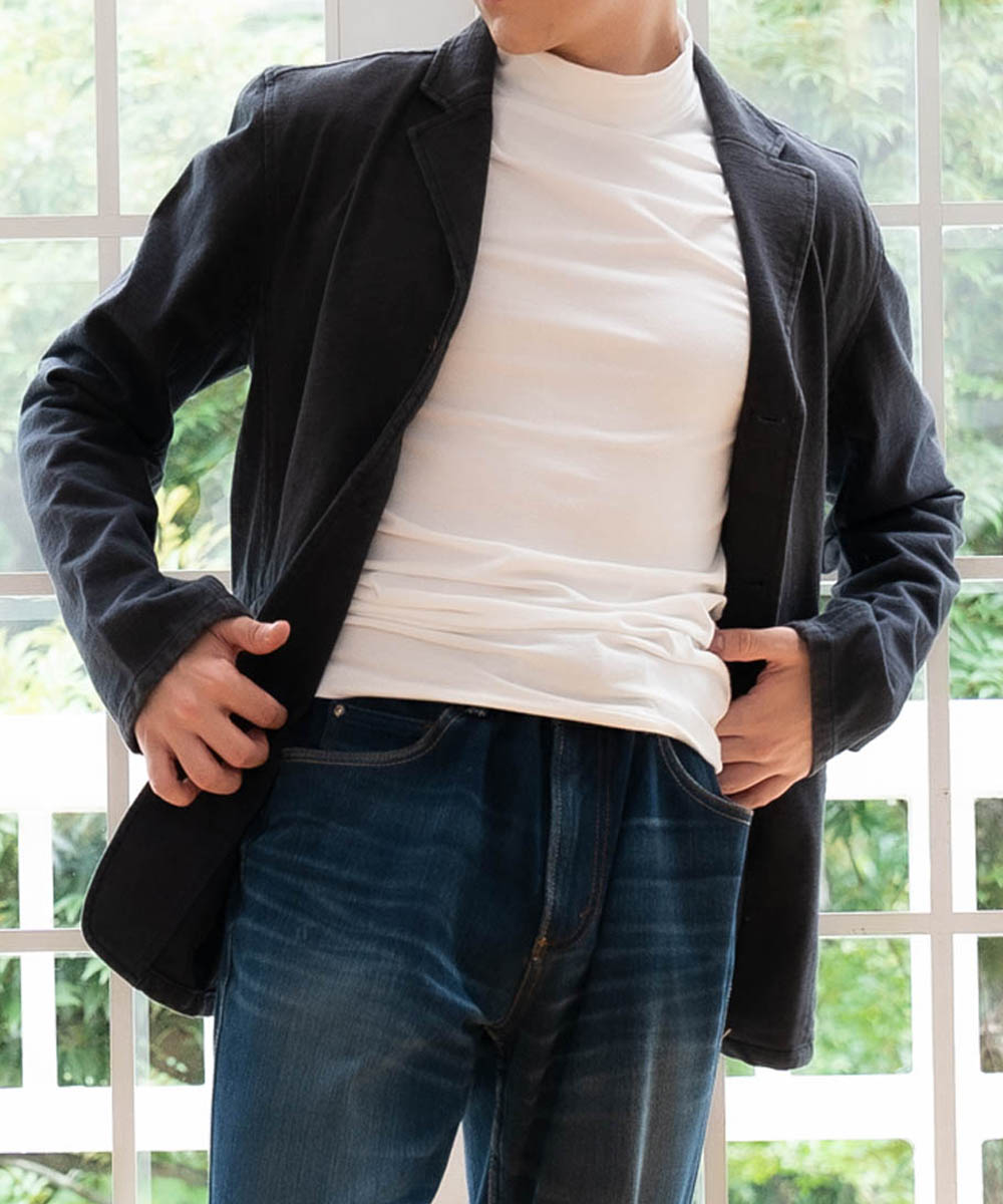 モイスト ベア天竺 モックネックTシャツ【メンズ】
