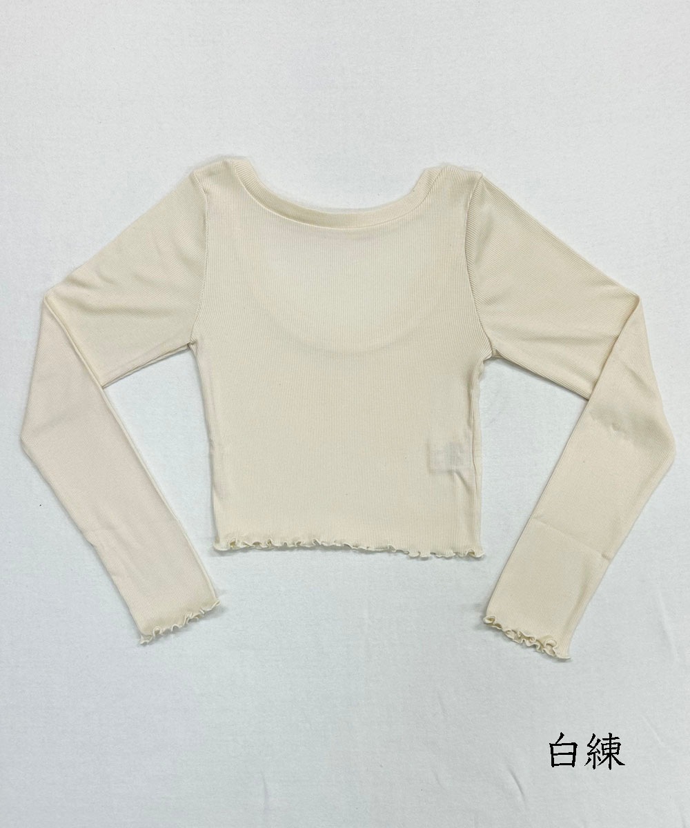 モイスト背中明き長袖メロウTシャツ【テレコ】
