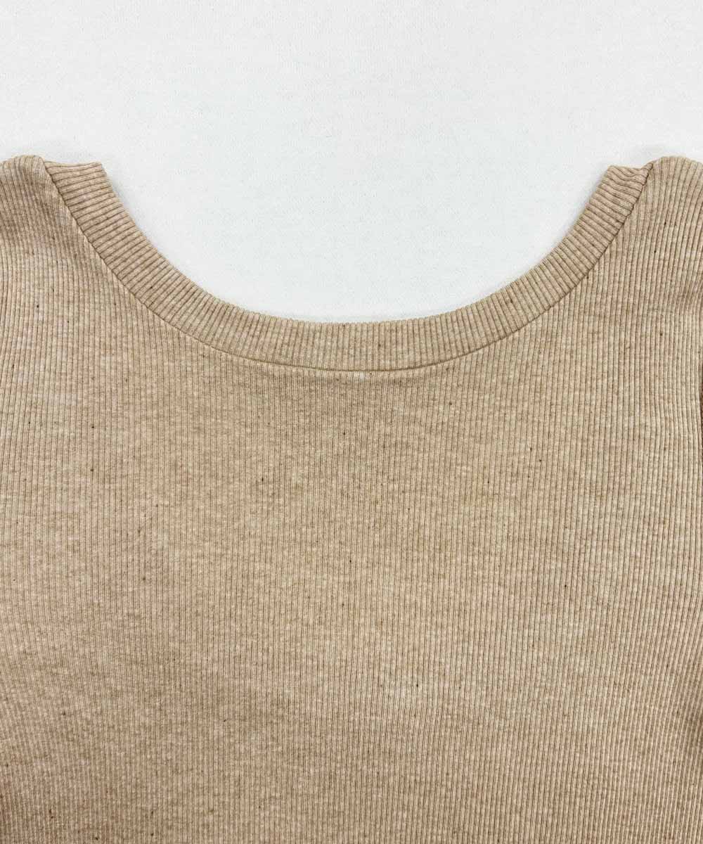 モイスト背中明き長袖メロウTシャツ【テレコ】