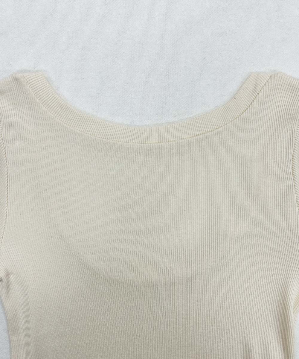 モイスト背中明き長袖メロウTシャツ【テレコ】