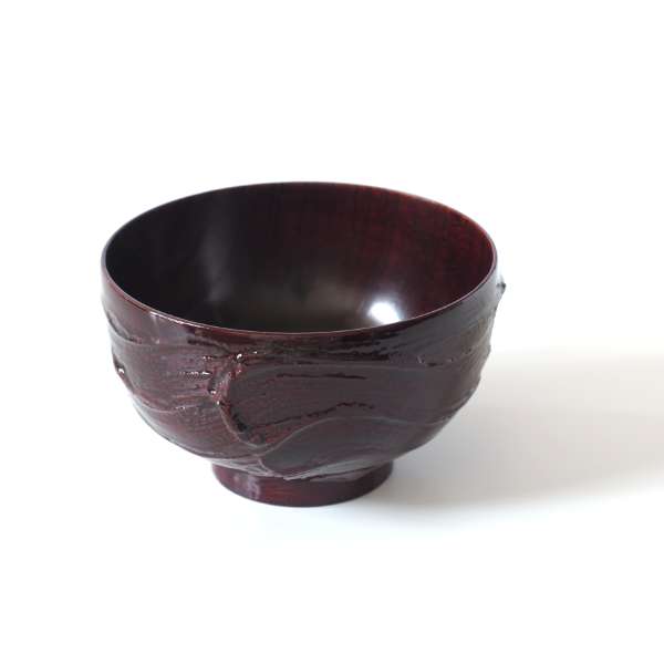 漆器 椀 黒白テクスチャー 木製台座付き 漆器 椀 黒白テクスチャー 木製台座付き