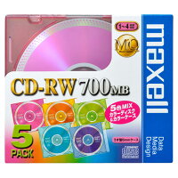 maxell くり返しデータ用   700MB CD-RWカラー5枚パック**