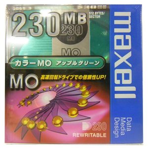 【アウトレット】マクセル 3.5インチ MOディスク 230MB　アップルグリーン 1枚 アンフォーマット