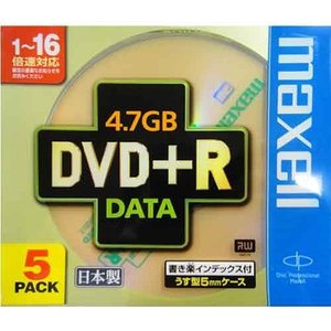 【アウトレット】  マクセル データ用DVD+R 4.7GB 16倍速 5枚**