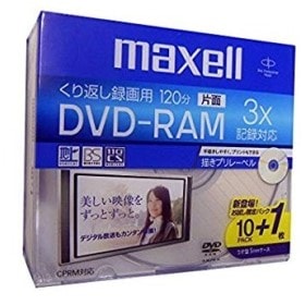 【アウトレット】  マクセル くり返し録画用 CPRM対応 DVD-RAM 120分 4.7GB 3倍速記録対応 11枚 お買い得パック DRM120KRPB.S1P10S+1**