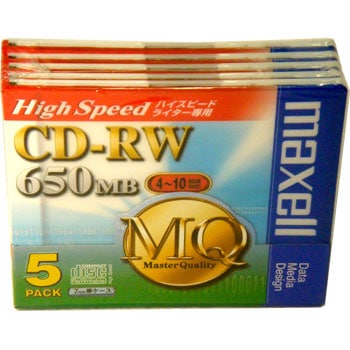 【アウトレット】  マクセル CD-RW 650MB 4-10倍速 5枚 7mm厚ケース ハイスピードライター専用**