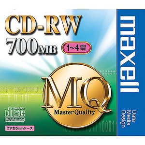 【お取り寄せ商品】 maxell CD-RW MQシリーズ データ用 700MB 1-4倍速対応 1枚 5mmslimケース入り くり返し記録用 標準品アンフォーマット**