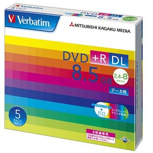 【お取り寄せ】 Verbatim DVD+R DL データ用 8.5GB 2.4-8倍速対応 5枚  5mmスリムケース入り ホワイトワイドタイプ インクジェットプリンタ対応