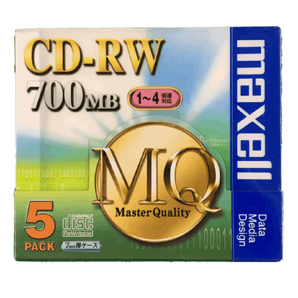 【アウトレット】 マクセル データ用 CD-RW MQシリーズ くり返し記録用 700MB 1-4倍速対応 5枚パック CDRW80MQ.1P5S**