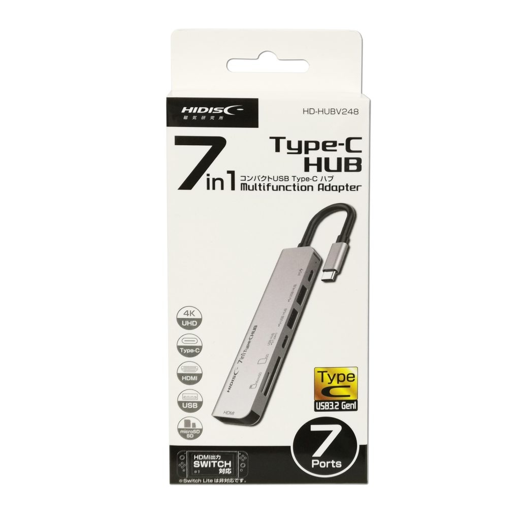 HIDISC 7in1コンパクト Type-C HUB Multifunction Adapter HD-HUBV248